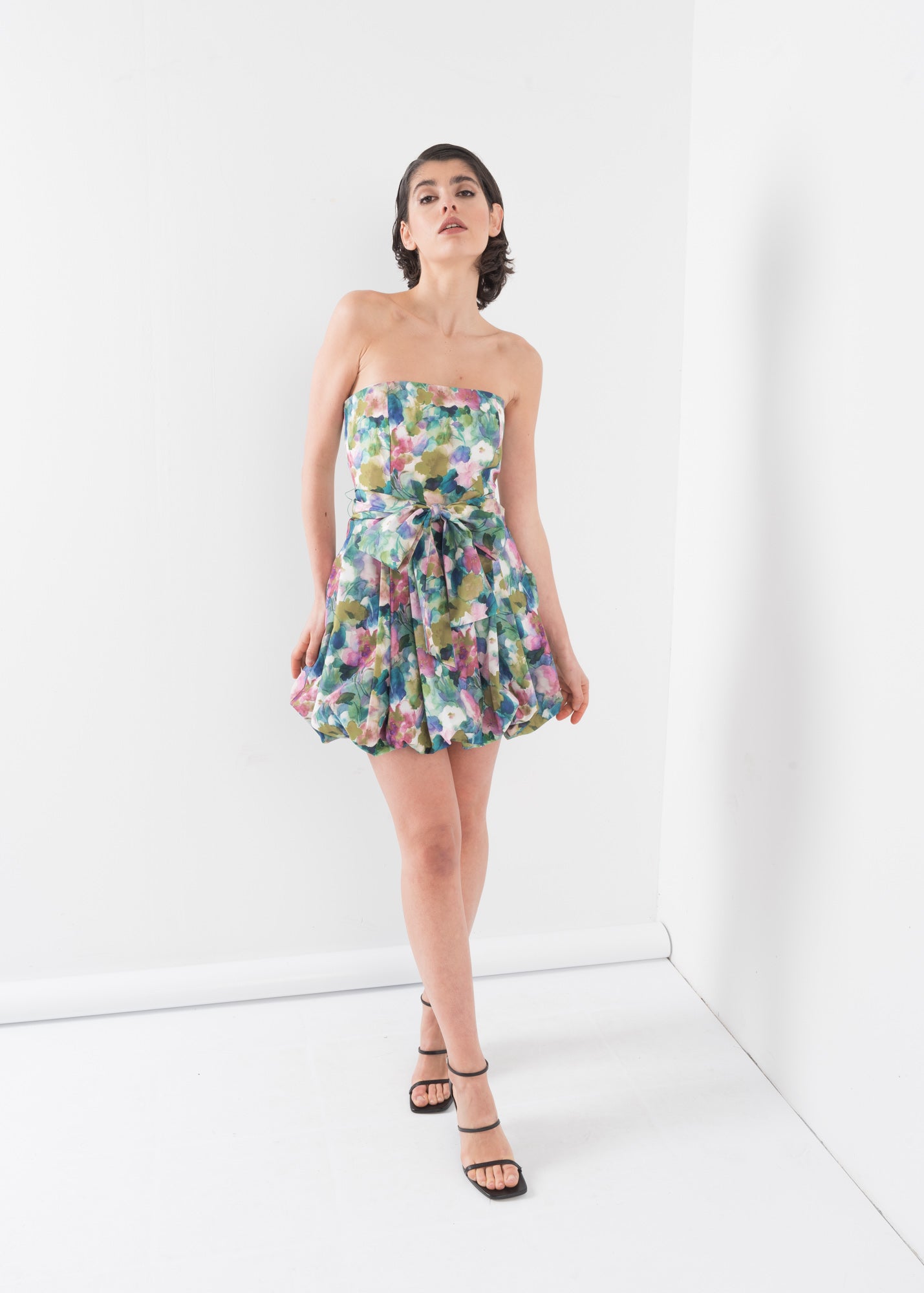 Vestido mini tafeta flores – sietetoques