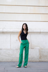 Pantalón verde con blazer a juego