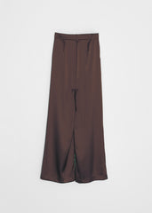Pantalón full length ancho marrón satinado
